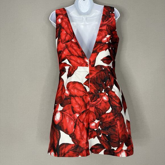 Chi Chi London Womens Dress UK 12 Red Piper Floral Open V Back Cocktail Romantic - Picture 9 of 11